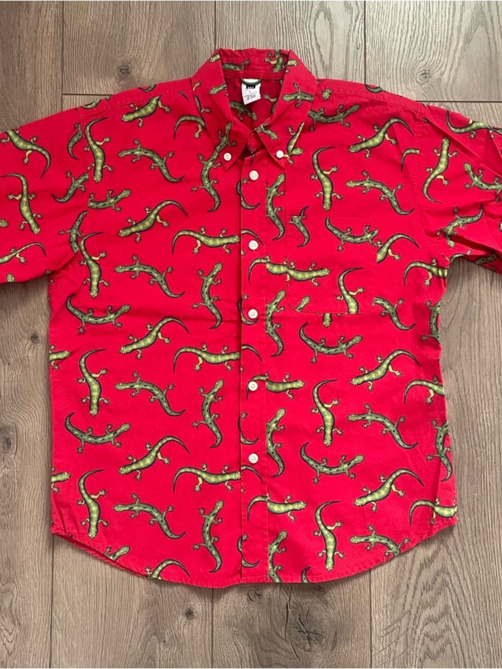 Vintage Gap Factory 2004 Youth Large Salamander Red Green Button Down Shirt